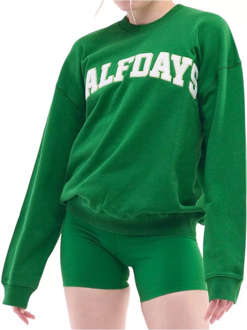 Halfdays Crewneck Sweatshirt in Green/White Size Small NWT